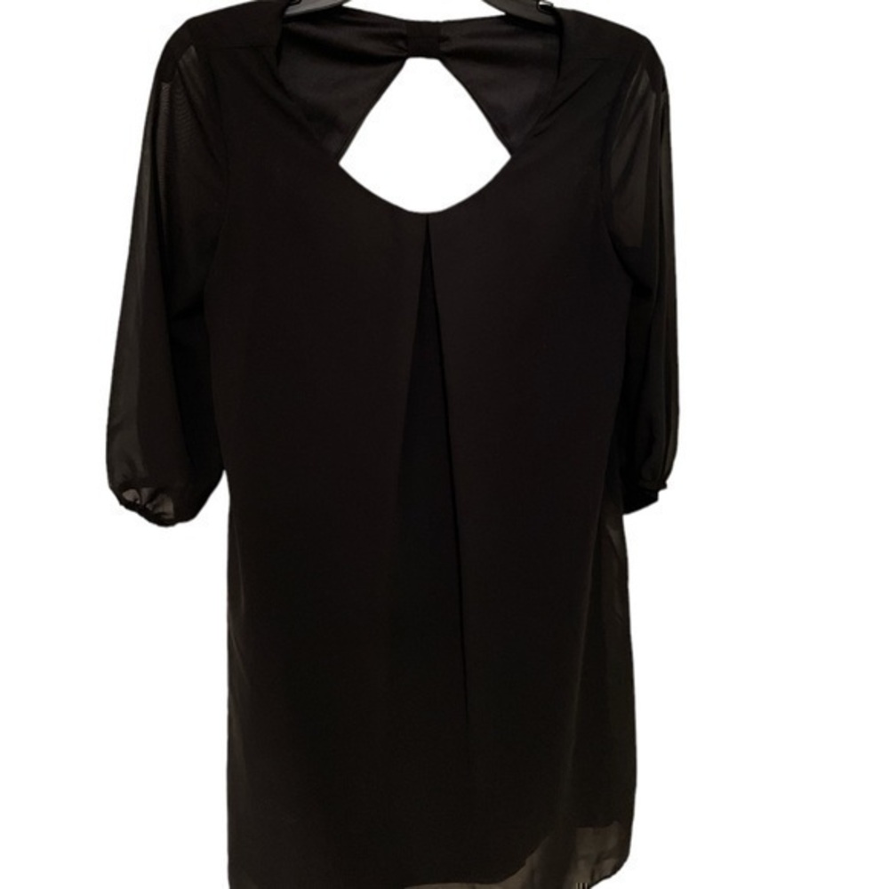 BCX Black sheer sleeved mid length dress is size medium